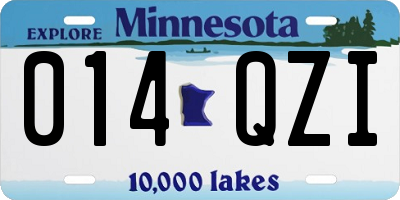 MN license plate 014QZI