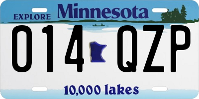 MN license plate 014QZP