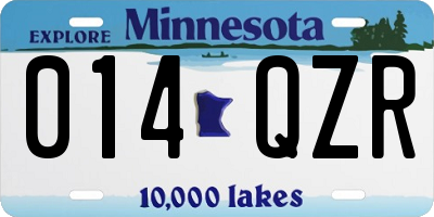 MN license plate 014QZR