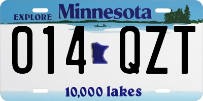 MN license plate 014QZT
