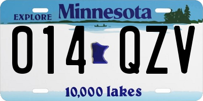 MN license plate 014QZV
