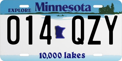MN license plate 014QZY