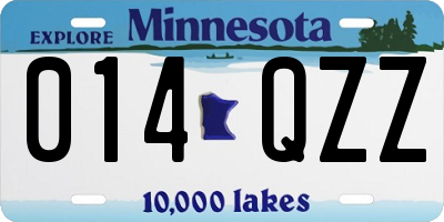 MN license plate 014QZZ
