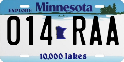 MN license plate 014RAA