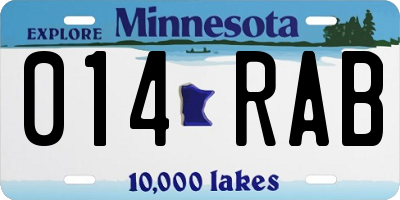 MN license plate 014RAB
