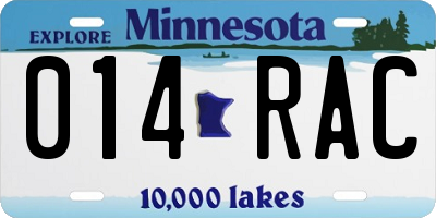 MN license plate 014RAC