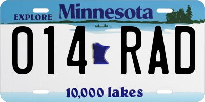 MN license plate 014RAD