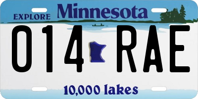 MN license plate 014RAE