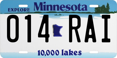 MN license plate 014RAI
