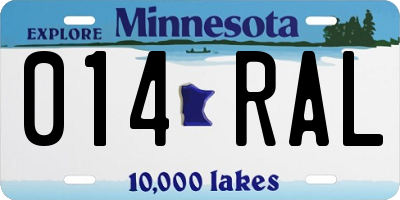 MN license plate 014RAL