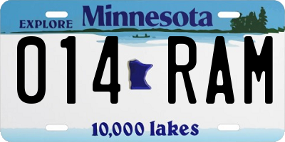 MN license plate 014RAM