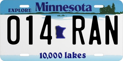 MN license plate 014RAN