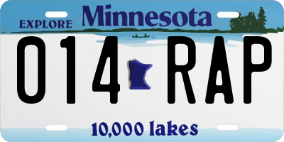 MN license plate 014RAP