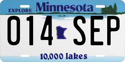 MN license plate 014SEP