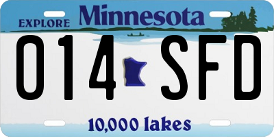 MN license plate 014SFD