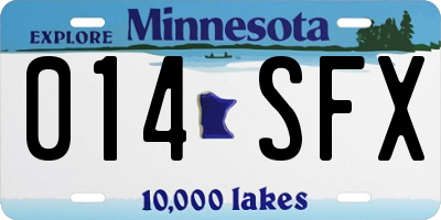MN license plate 014SFX
