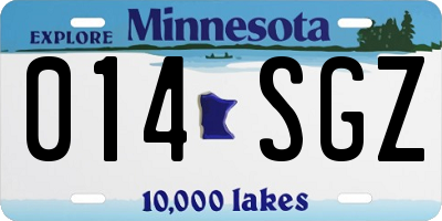 MN license plate 014SGZ