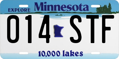 MN license plate 014STF