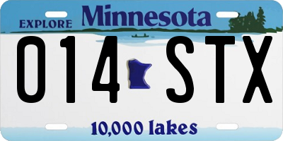 MN license plate 014STX