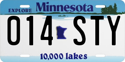 MN license plate 014STY