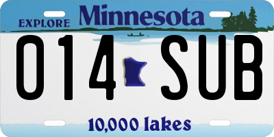 MN license plate 014SUB
