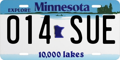 MN license plate 014SUE
