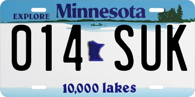 MN license plate 014SUK