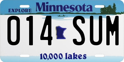 MN license plate 014SUM