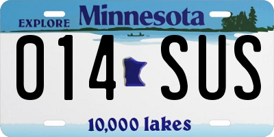 MN license plate 014SUS