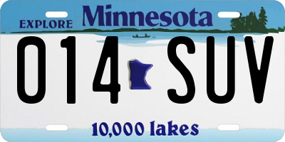 MN license plate 014SUV
