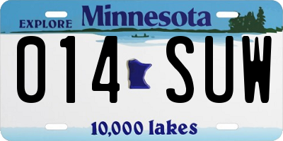 MN license plate 014SUW
