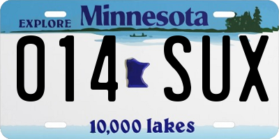 MN license plate 014SUX