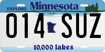 MN license plate 014SUZ
