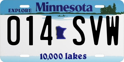 MN license plate 014SVW