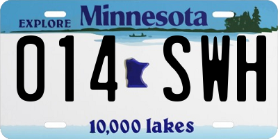 MN license plate 014SWH