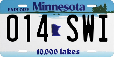 MN license plate 014SWI