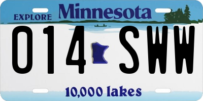 MN license plate 014SWW