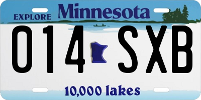 MN license plate 014SXB