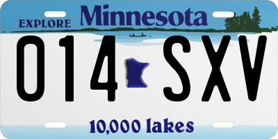 MN license plate 014SXV