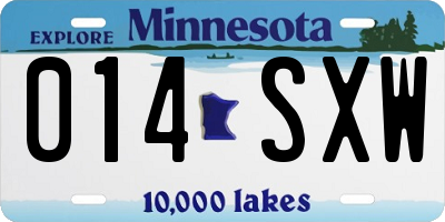 MN license plate 014SXW