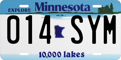 MN license plate 014SYM