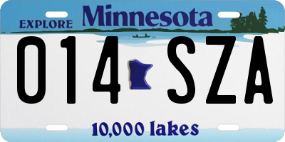 MN license plate 014SZA