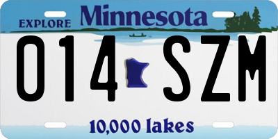 MN license plate 014SZM
