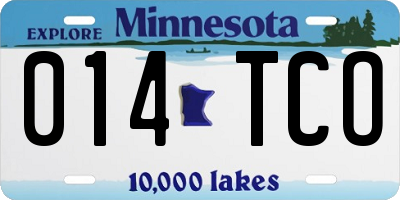 MN license plate 014TCO