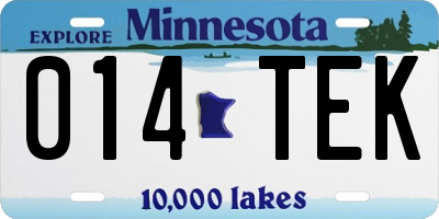 MN license plate 014TEK