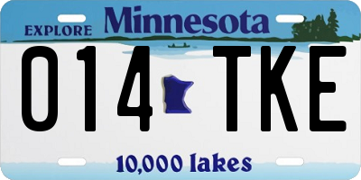 MN license plate 014TKE