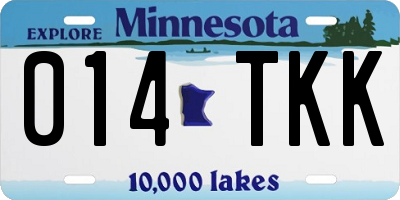 MN license plate 014TKK