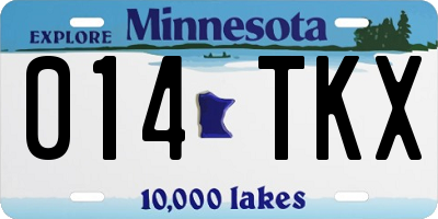 MN license plate 014TKX
