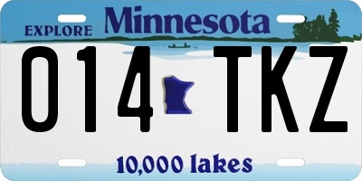 MN license plate 014TKZ