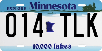 MN license plate 014TLK